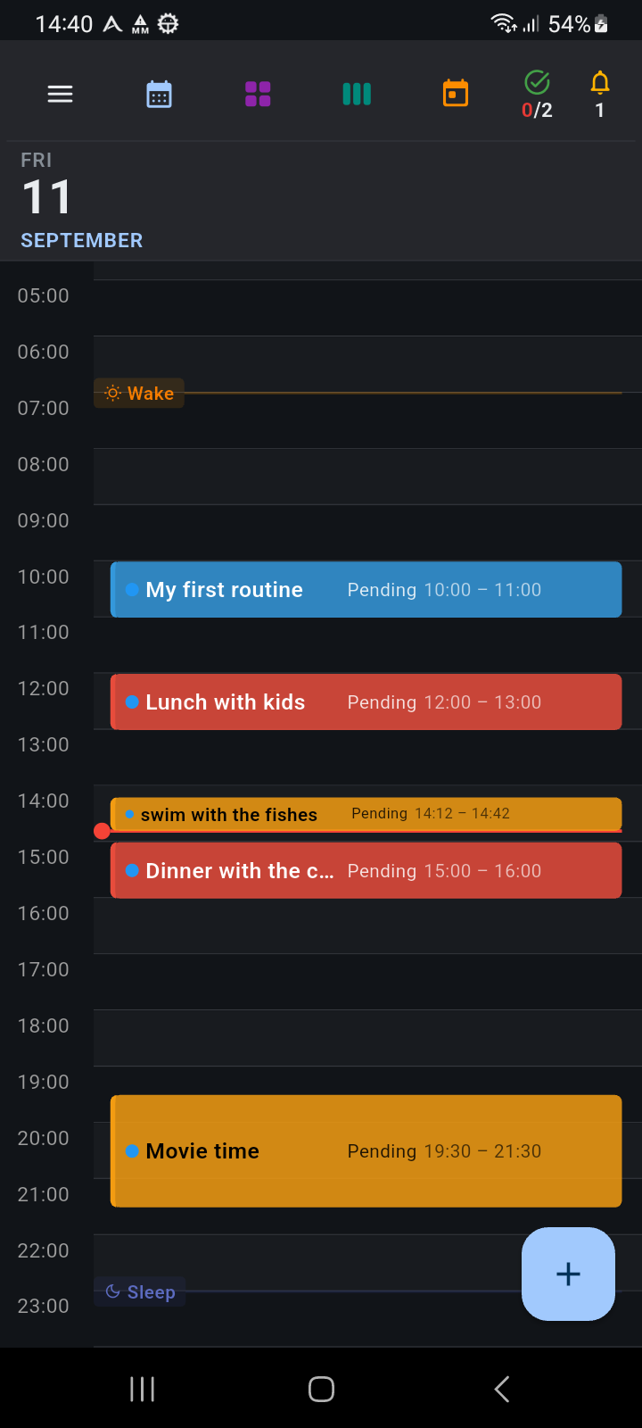 Ancora Day View — 24-hour timeline schedule