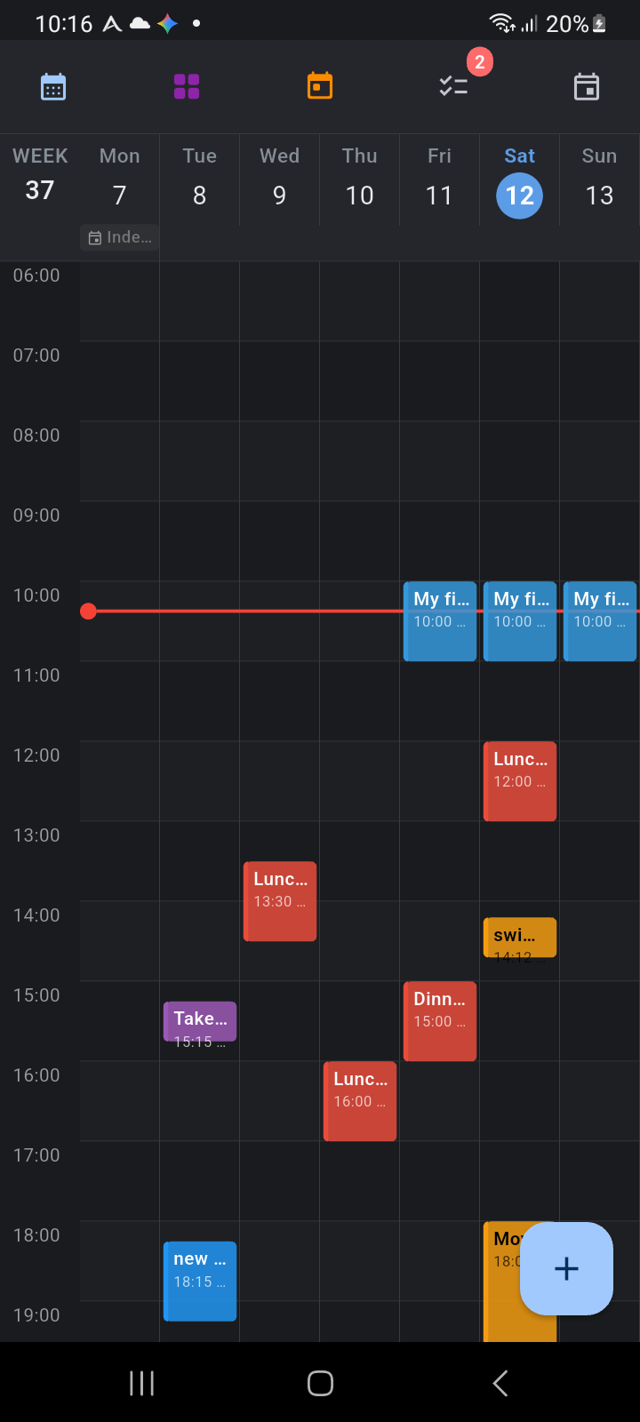 Ancora Week View — 7-day multi-column timeblocking grid